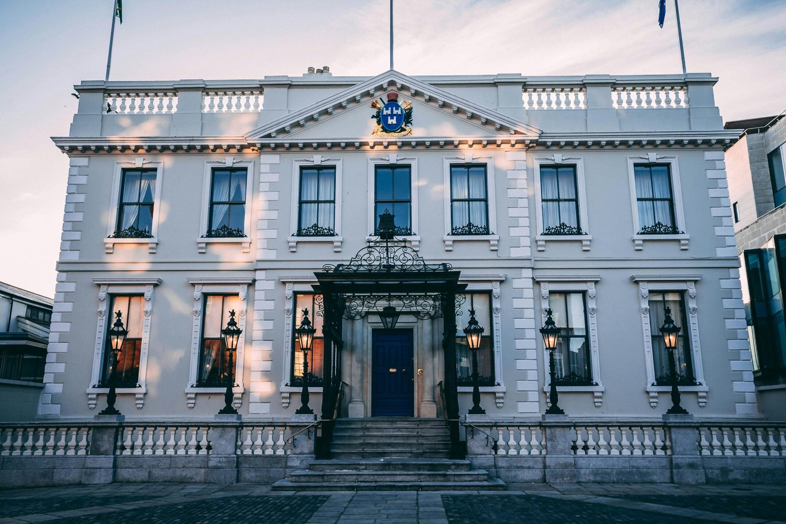 A historic Georgian building facade in Dublin, capturing urban elegance and classic architecture.